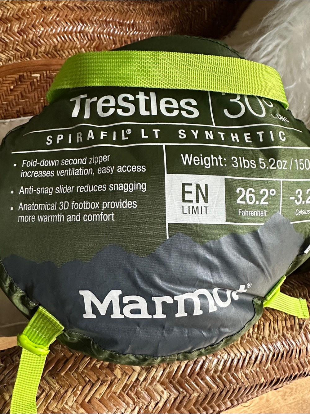 MARMOT  Mens Trestles 30 SPIRAFILL LT SLEEPING BAG MUMMY SUMMER